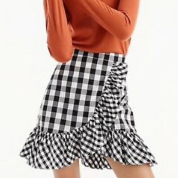 j crew gingham wrap skirt